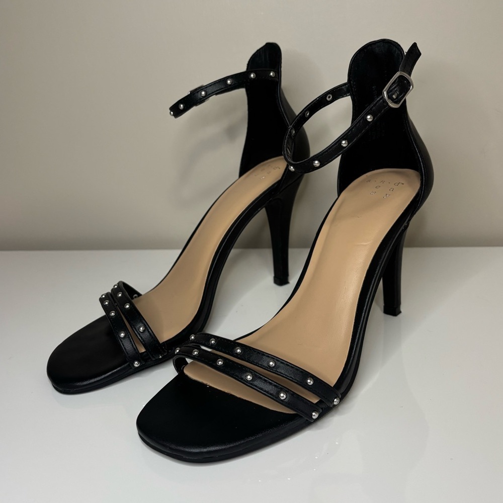 A New Day Enya Black Studded Barely There Pumps
